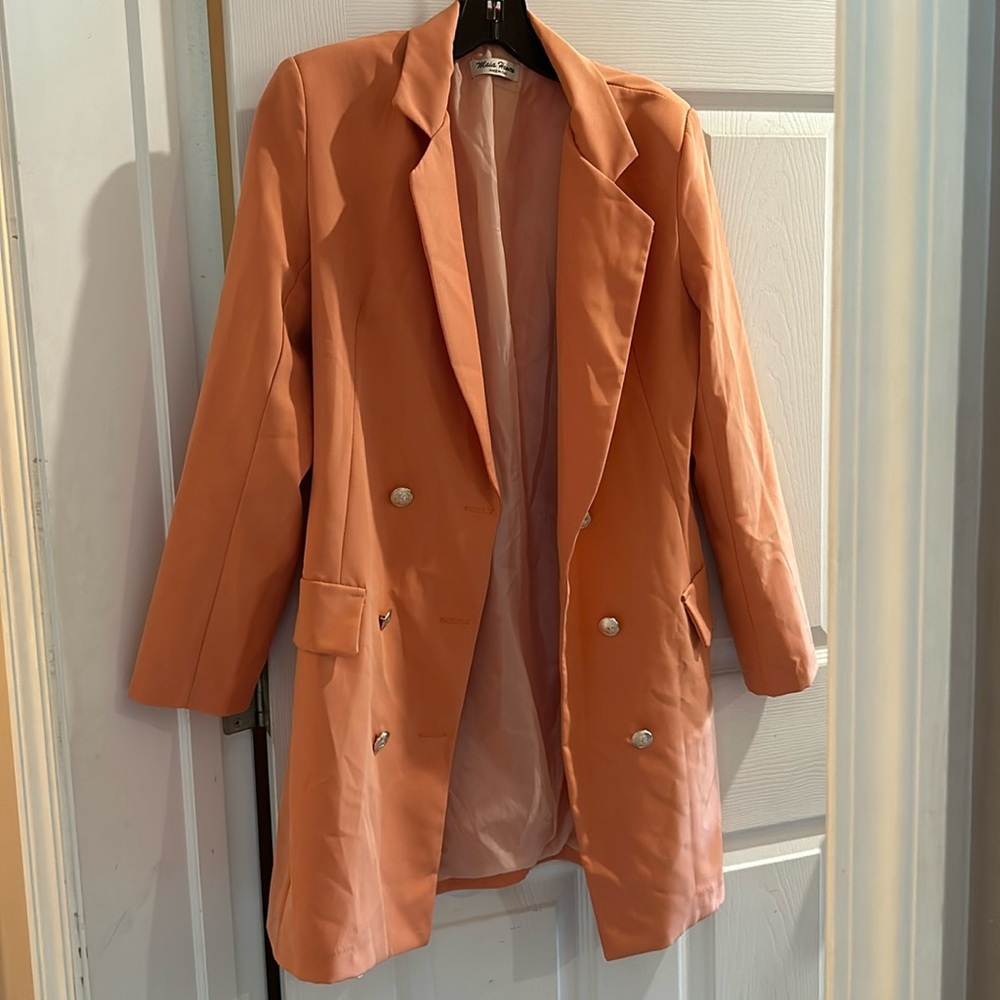 Peach with gold buttons, Italian made, 3 quarter dress jacket